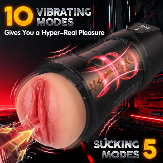 5 Suction 10 Vibration Male Masturbator IPX7 Waterproof Deep Thrust Sextoy