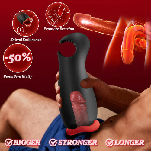 Queen - 9 Vibrations 4 Suctions Clamping Suction Oral Simulation Male Masturbator