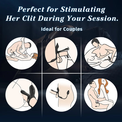 3-in-1 Remote Control Vibrating Cock Ring with Prostate Massager