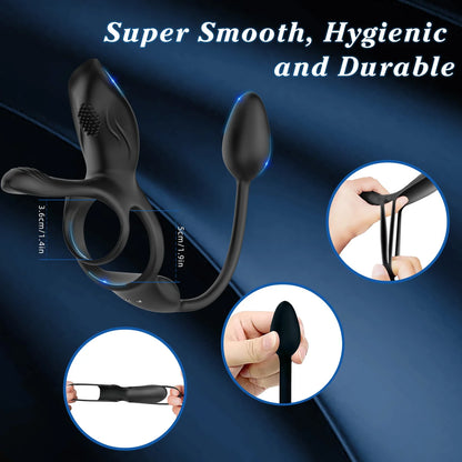 3-in-1 Remote Control Vibrating Cock Ring with Prostate Massager
