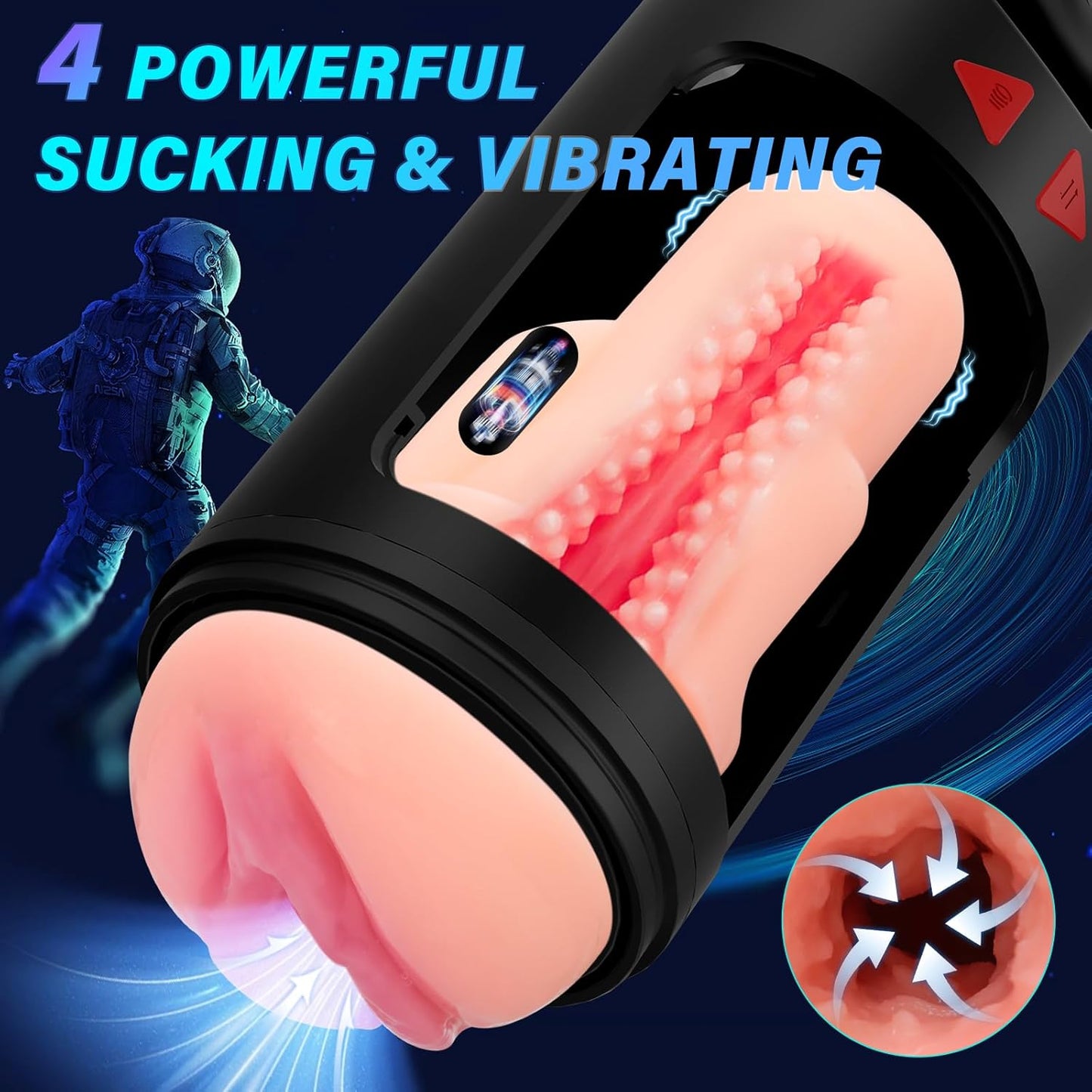 Realistischer Masturbator für Männer mit 4 Saug-, Vibrations- und Stoßmodi 