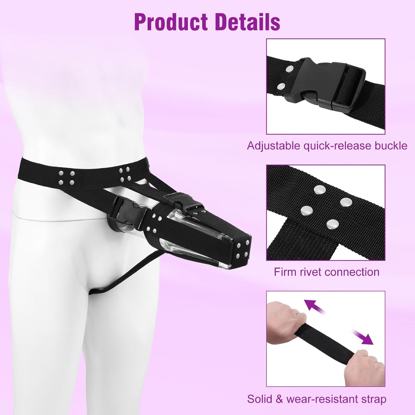 Upgraded Hands Free Masturbators Adjustable Sex Straps Belt for Masturbation Cup