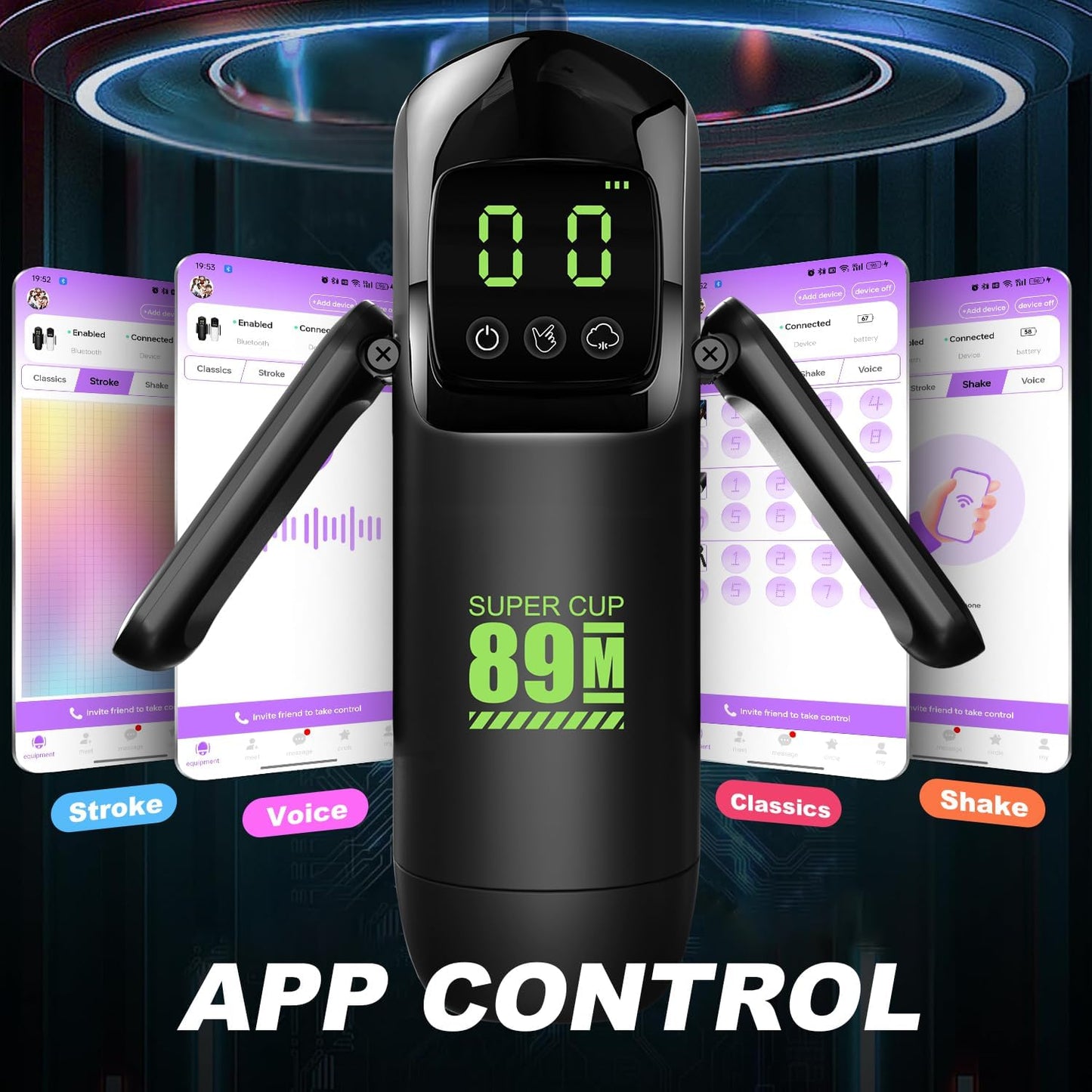 Freihändiger Masturbator mit LCD-Display 