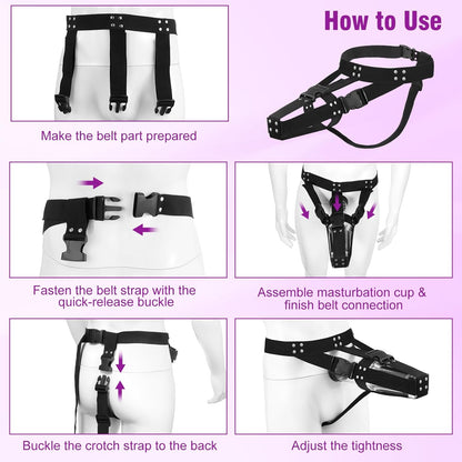 Upgraded Hands Free Masturbators Adjustable Sex Straps Belt for Masturbation Cup