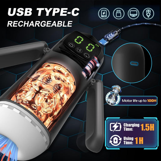Freihändiger Masturbator mit LCD-Display 