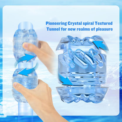 Spiral Motion Male Masturbator - Transparent Crystal Sleeve