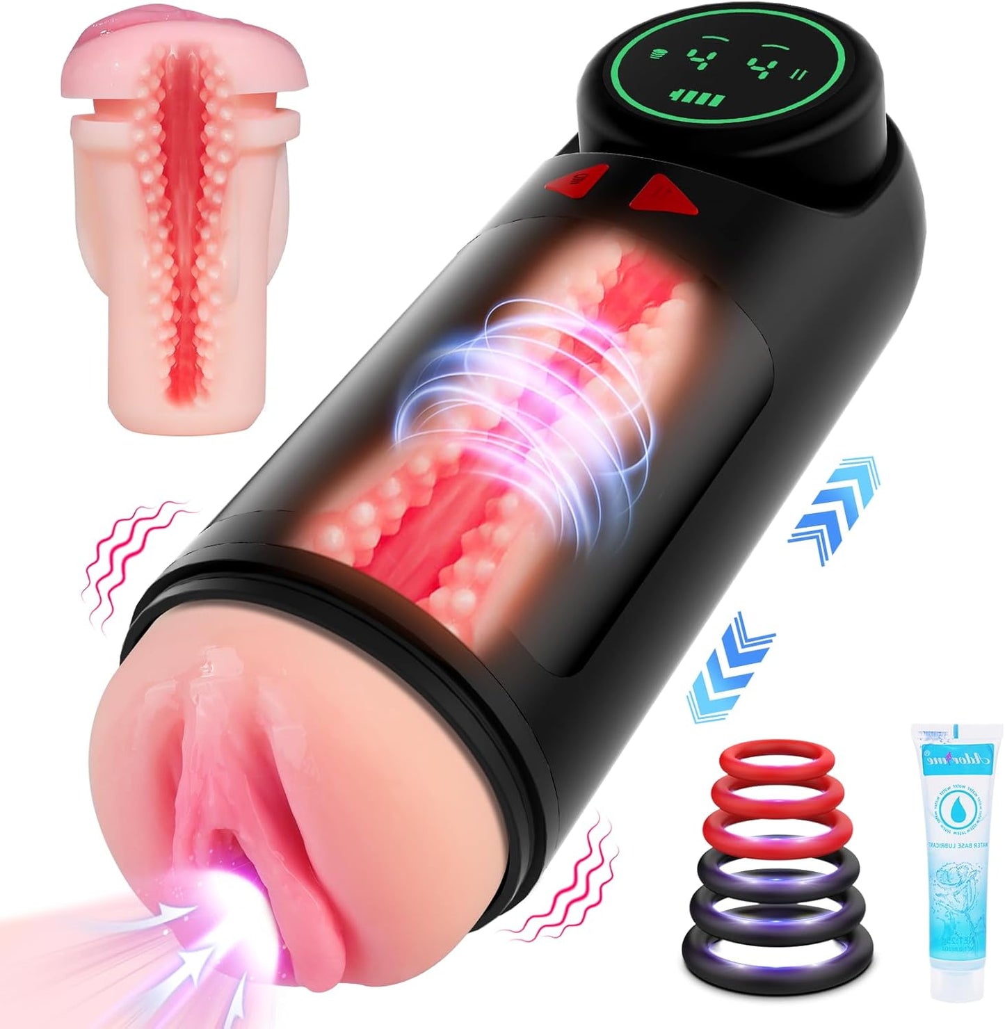 Realistischer Masturbator für Männer mit 4 Saug-, Vibrations- und Stoßmodi 