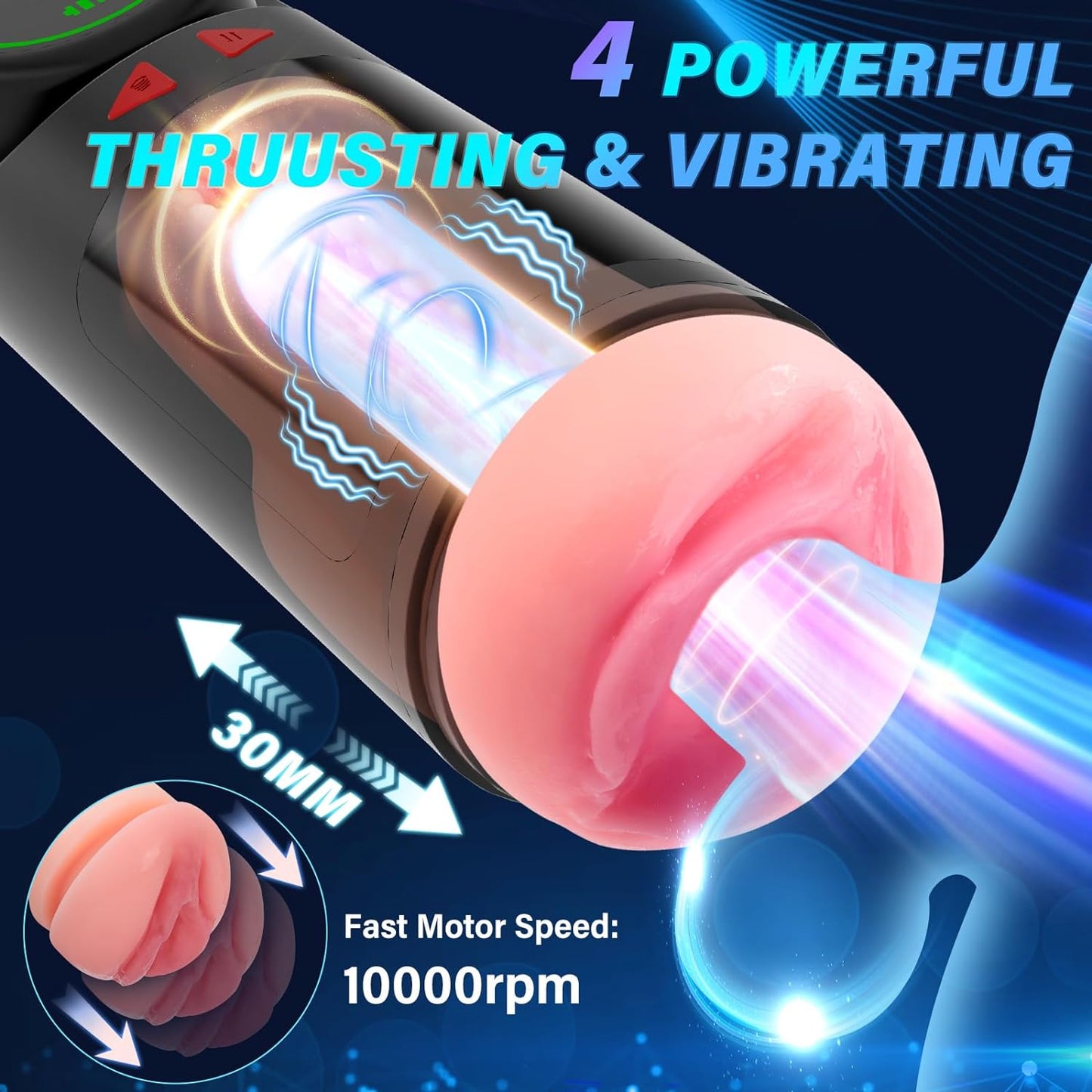 Realistischer Masturbator für Männer mit 4 Saug-, Vibrations- und Stoßmodi 