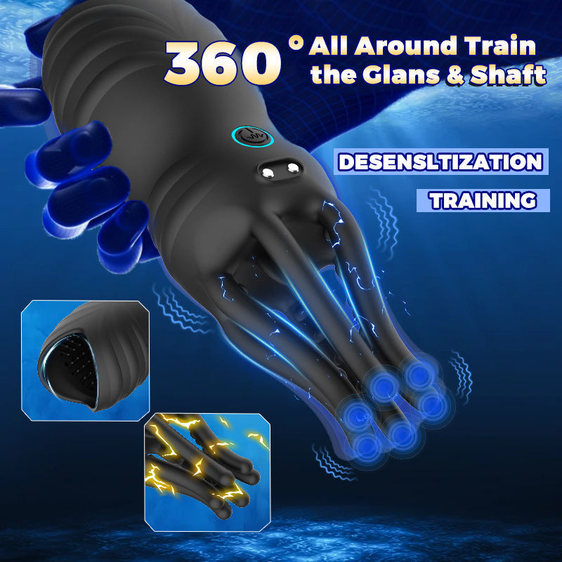 Claw-Grip Automatic Male Penis Vibrator - Tentacle Sleeve with Multi-Mode Pulses