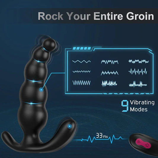 Silicone Thrusting Butt Plug Remote Vibrating Prostate Dildo