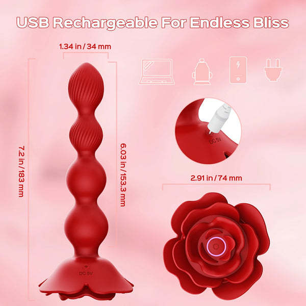 Rose Gyrating Anal Beads