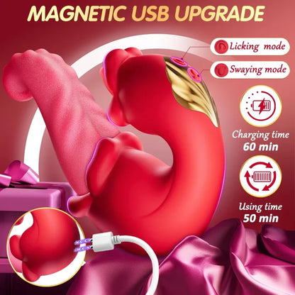 Twin Rose Tongue Teasing Vibrating G-spot Vibrator